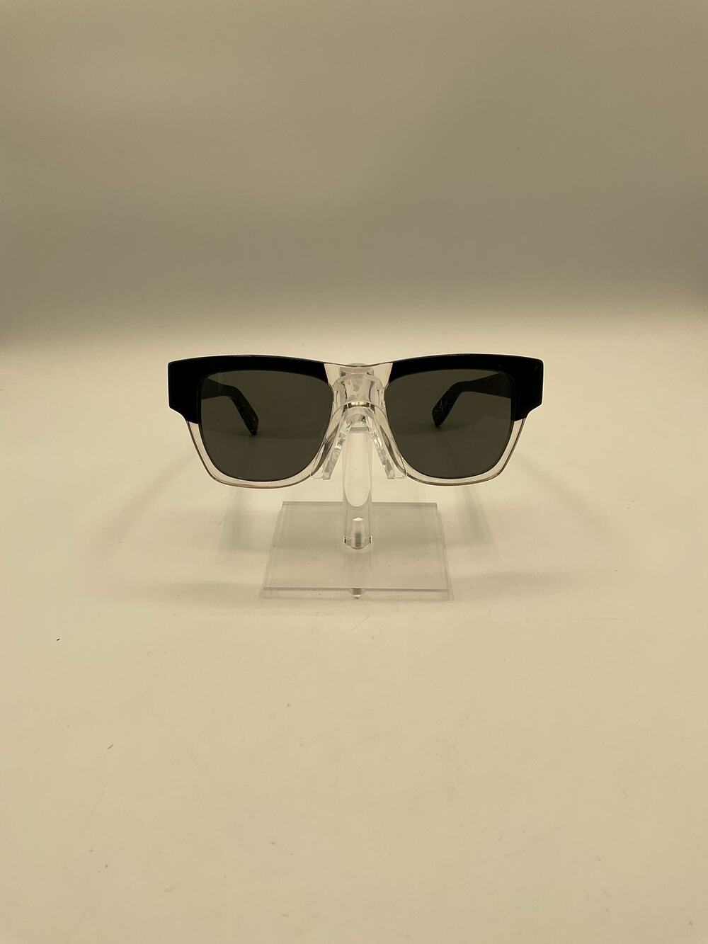 Yves Saint Laurent  Black/Clear Acetate Square Lens Sunglasses SL142